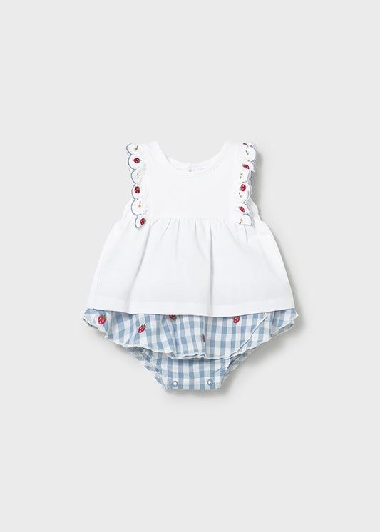 MAYORAL GINHAM SKIRT AND T-SHIRT SET LAGOON