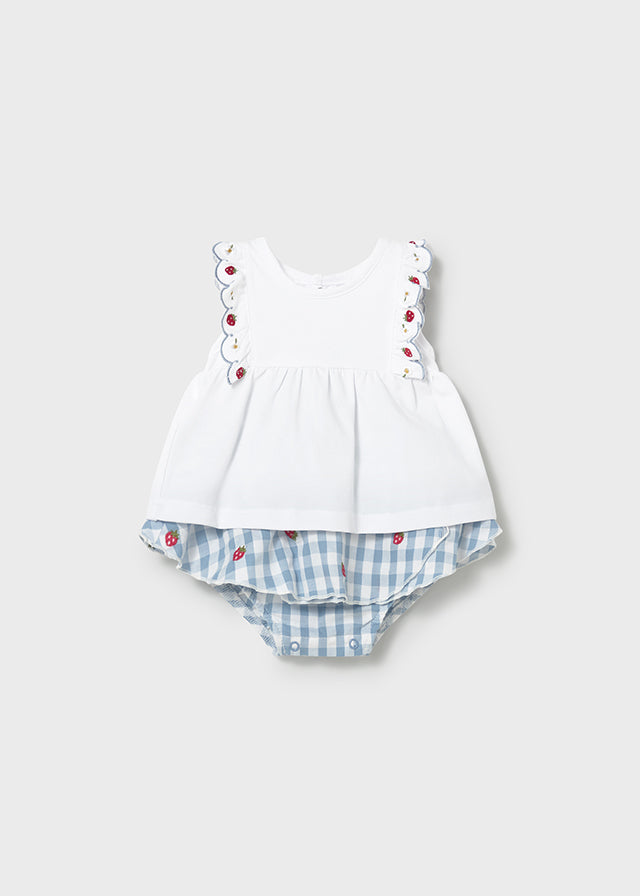 MAYORAL GINHAM SKIRT AND T-SHIRT SET LAGOON