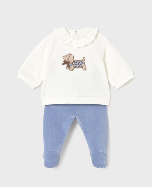 MAYORAL GIRL PANTS AND SWEATER SET DREAM BLUE