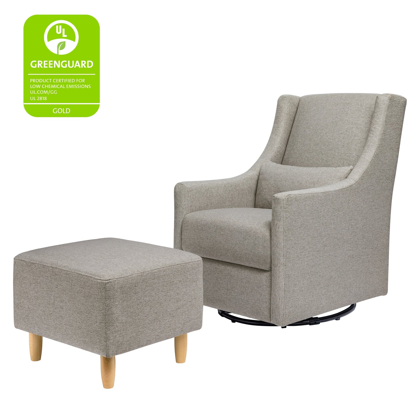 BABYLETTO TOCO SWIVEL GLIDER AND OTTOMAN IN ECO-PERFORMANCE FABRIC | WATER REPELLENT & STAIN RESISTANT