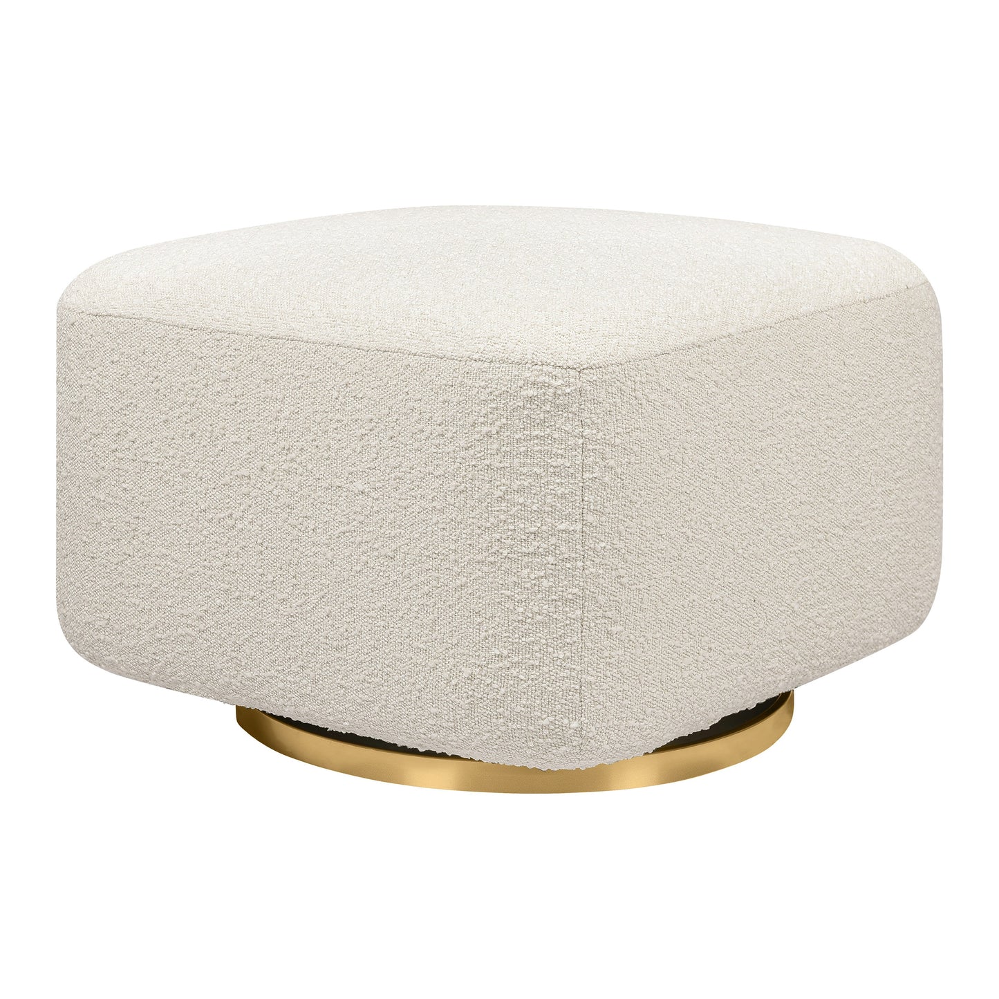 Kiwi Gliding Ottoman in Ivory Boucle w/ Gold Base