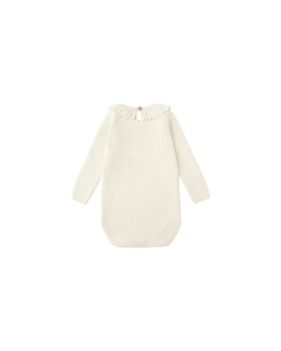 RYLEE & CRU RUFLE COLLAR BODYSUIT - NATURAL