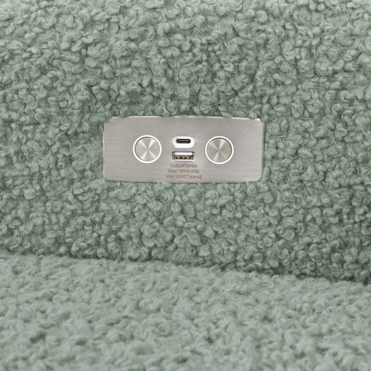 Kiwi Glider Recliner w/ Electronic Control and USB in Ivory Boucle w/Gold Base