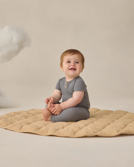QUINCY MAE RIBBED HENLEY BODYSUIT OCEAN