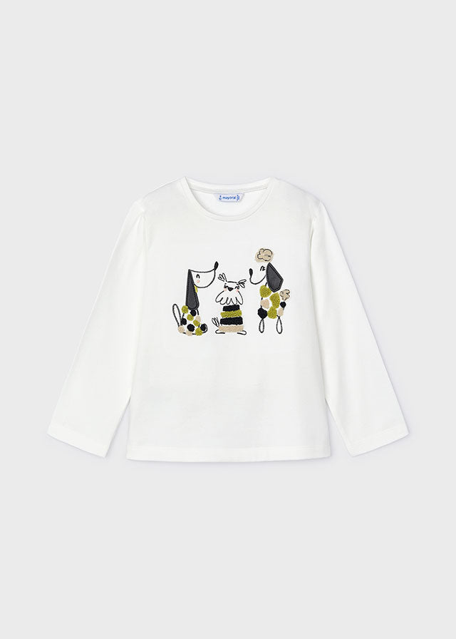 MAYORAL GIRL EMBROIDERED PUPPY T-SHIRT