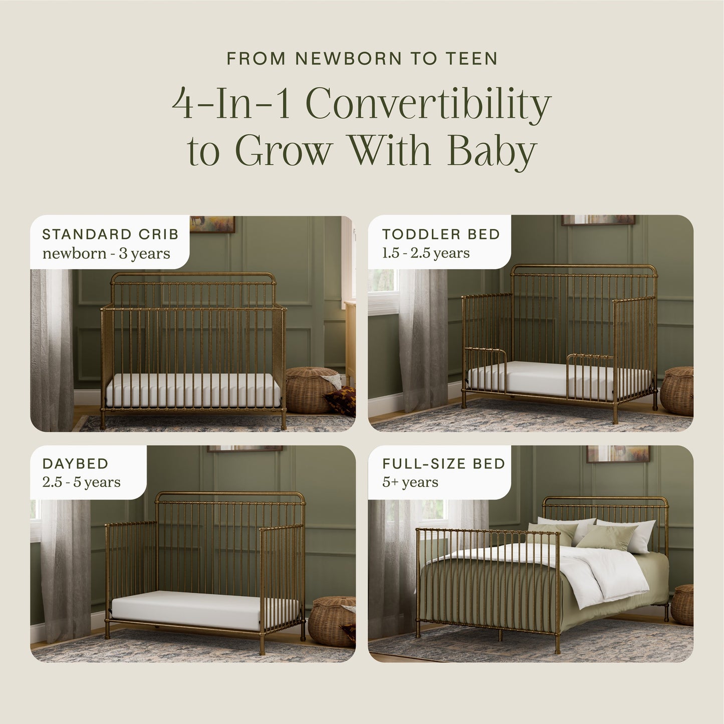 Winston 4-in-1 Convertible Crib in Heirloom Sage