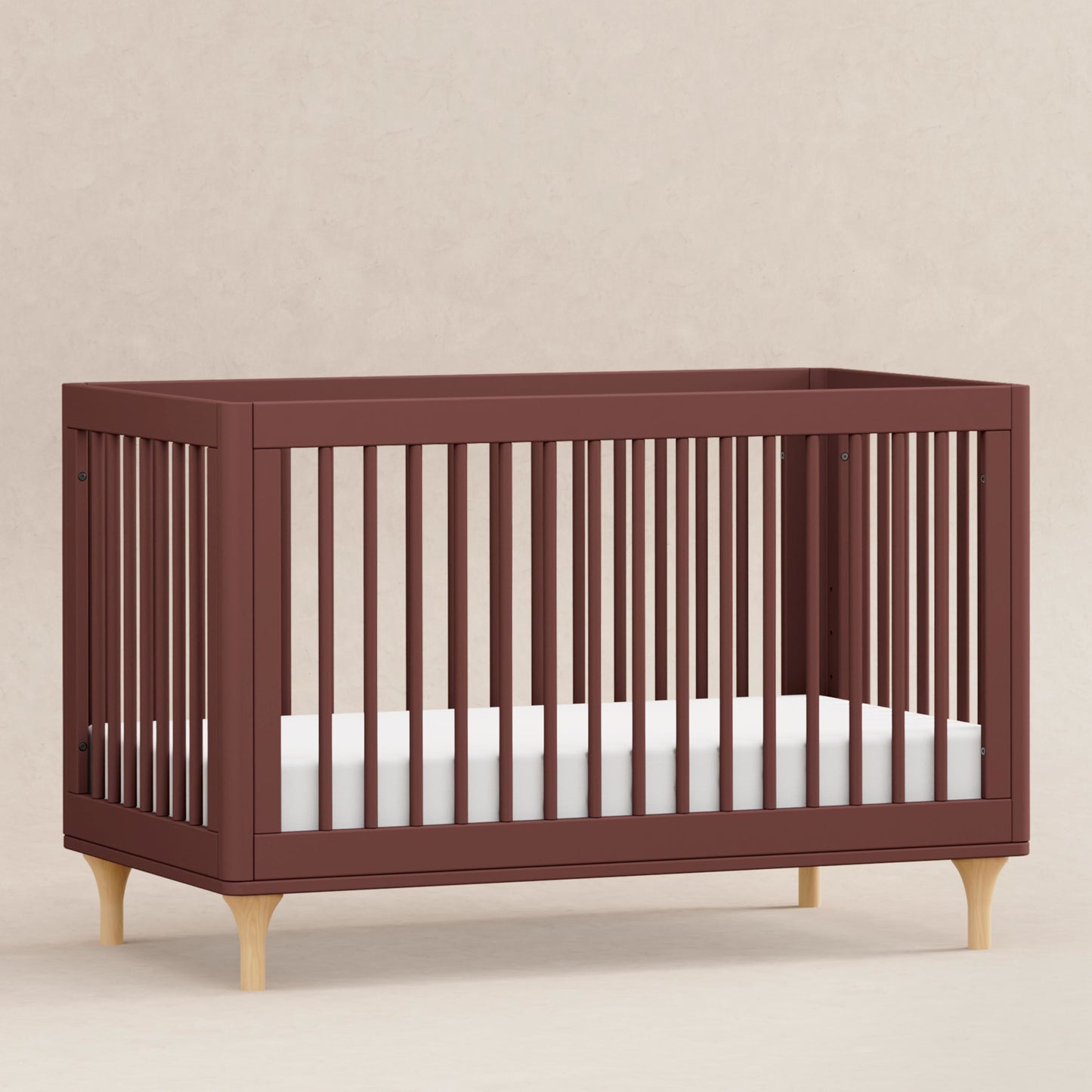 Lolly 3-in-1 Convertible Crib w/Toddler Bed Conversion in Crimson/Natural