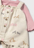MAYORAL DUNGAREE AND SHIRT SET PINK