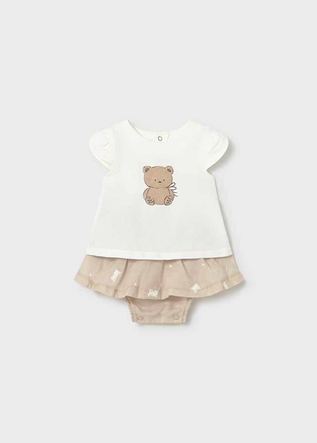 MAYORAL GIRL SKIRT AND TEDDY BEAR T-SHIRT SET
