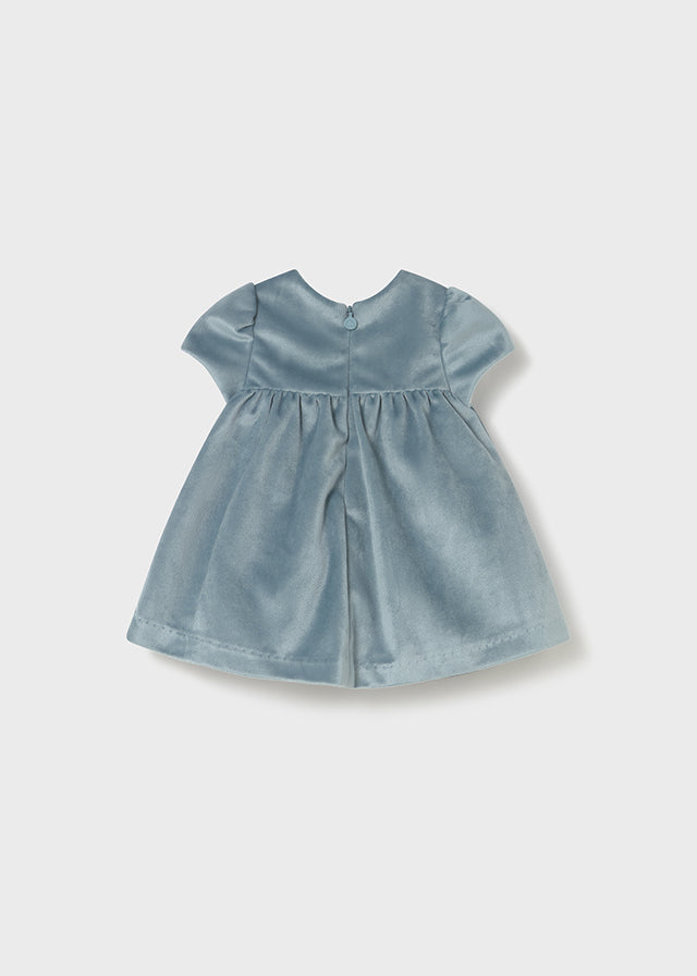 MAYORAL NEWBORN GIRL VELVET DRESS - LIGHT BLUE