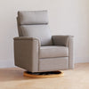 Willa Power Glider Recliner w/ adj. headrest & USB in Performance Grey Eco-Weave w/Light Wood Base