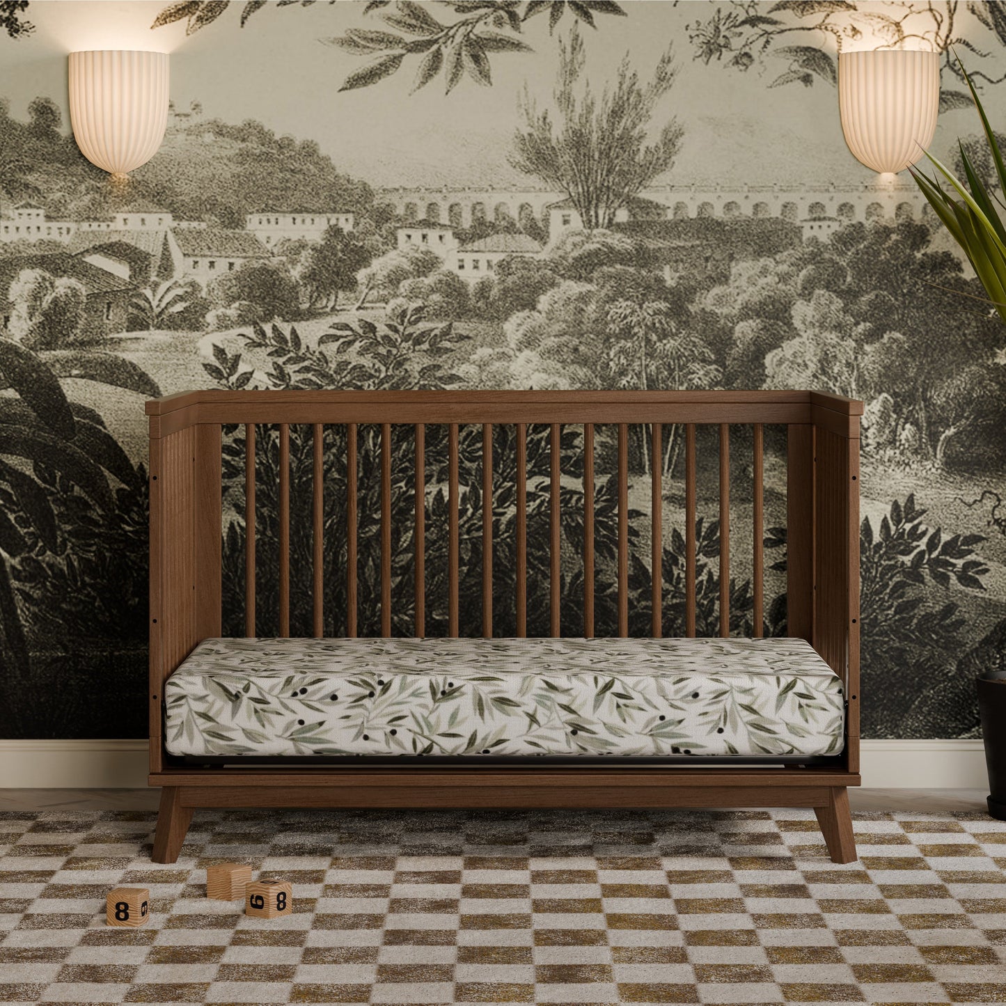 Scoot 3-in-1 Convertible Crib w/ToddlerBedConversion Kit in White/WashedNatural