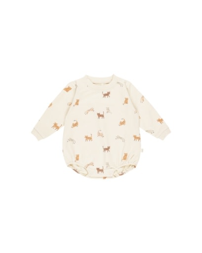 QUINCY MAE CREWNECK BUBBLE ROMPER || CATS