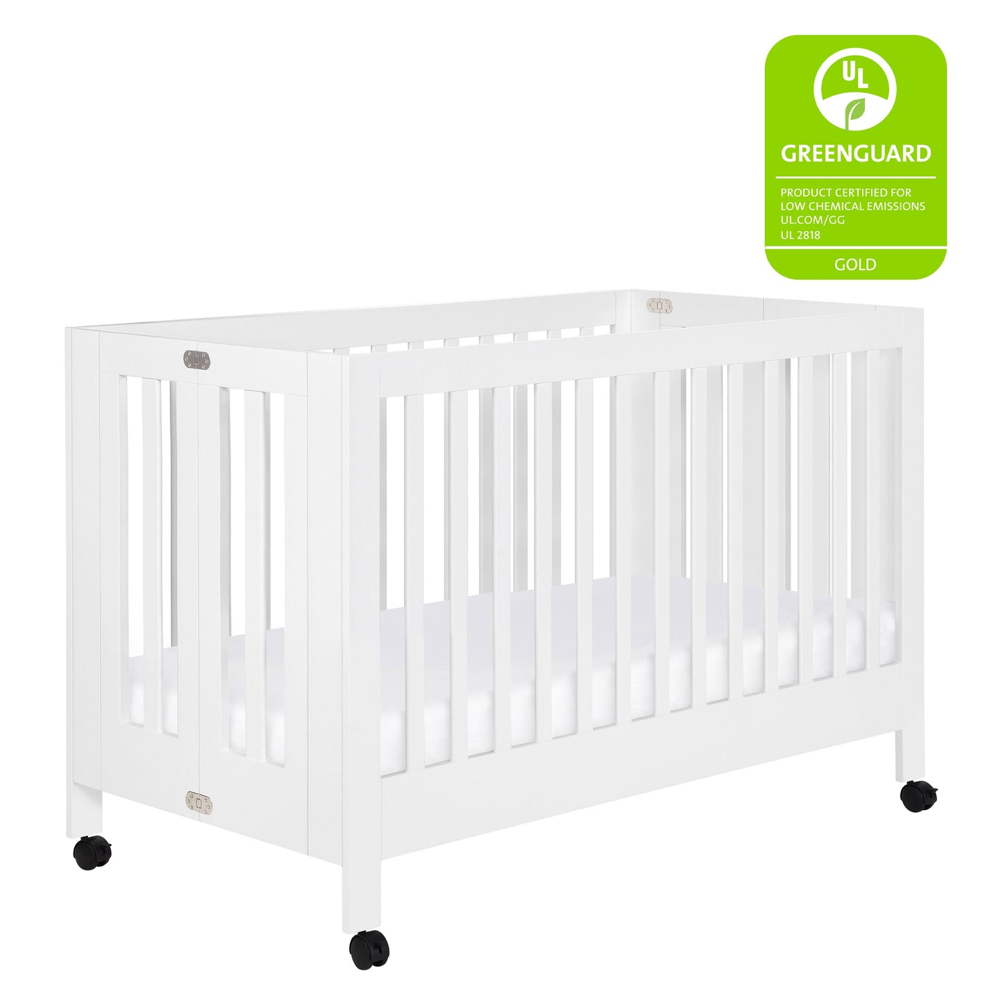 Maki Full-Size Folding Crib w/ Toddler Bed Conversion Kit in Honey