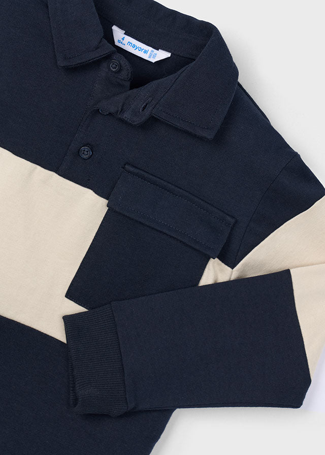 MAYORAL STRIPE KNIT POLO NAVY