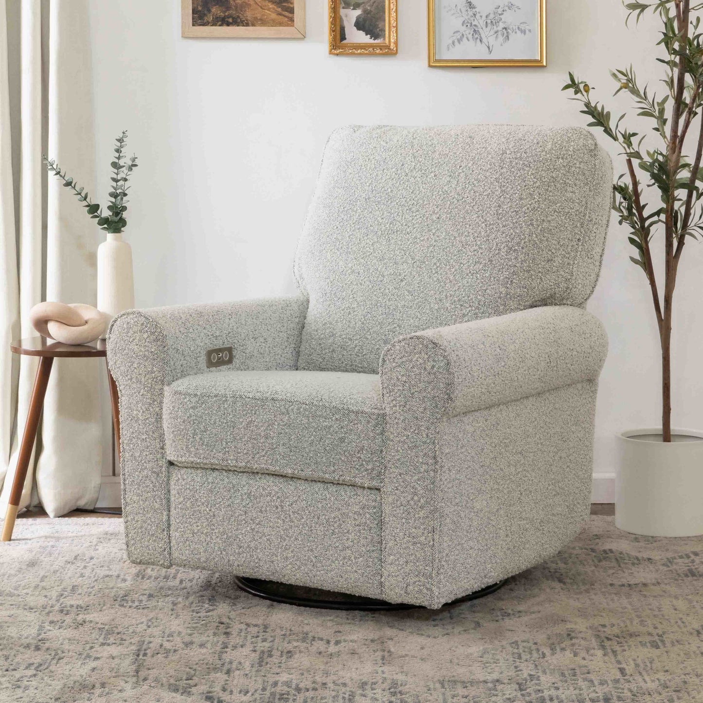 MONOGRAM BY NAMESAKE MONROE POWER RECLINER AND SWIVEL GLIDER IN BOUCLE Black White Boucle