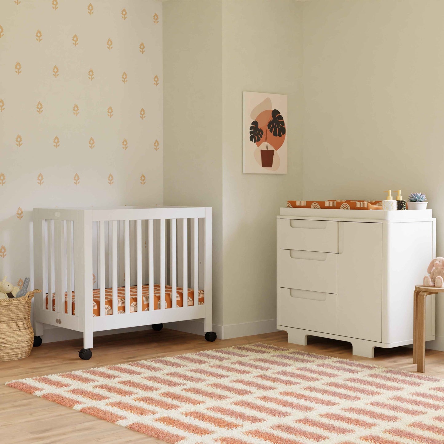 Origami Mini Crib in Light Sage