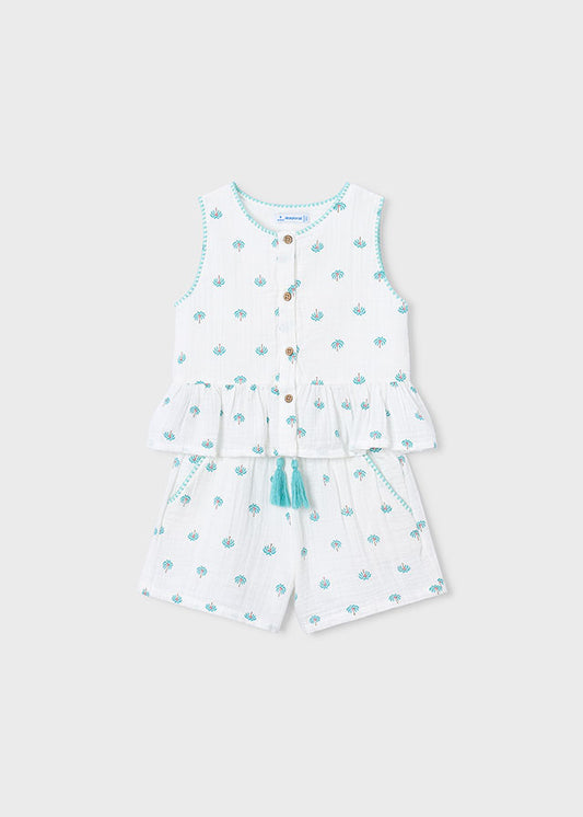 MAYORAL GIRL PRINTED SHORTS AND T-SHIRT SET
