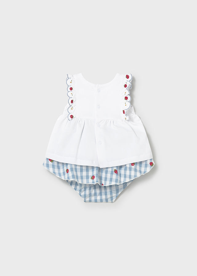 MAYORAL GINHAM SKIRT AND T-SHIRT SET LAGOON