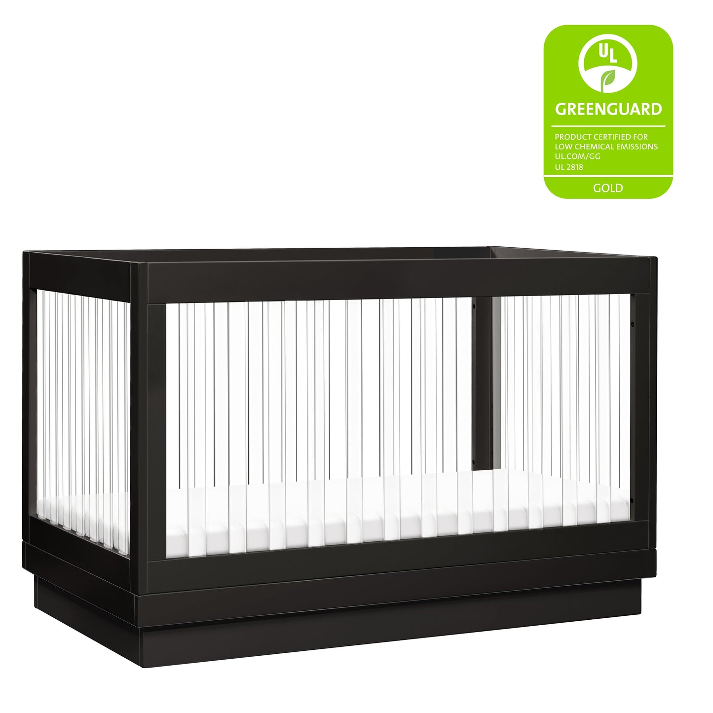 BABYLETTO HARLOW ACRYLIC 3-IN-1 CONVERTIBLE CRIB WITH TODDLER BED CONVERSION KIT