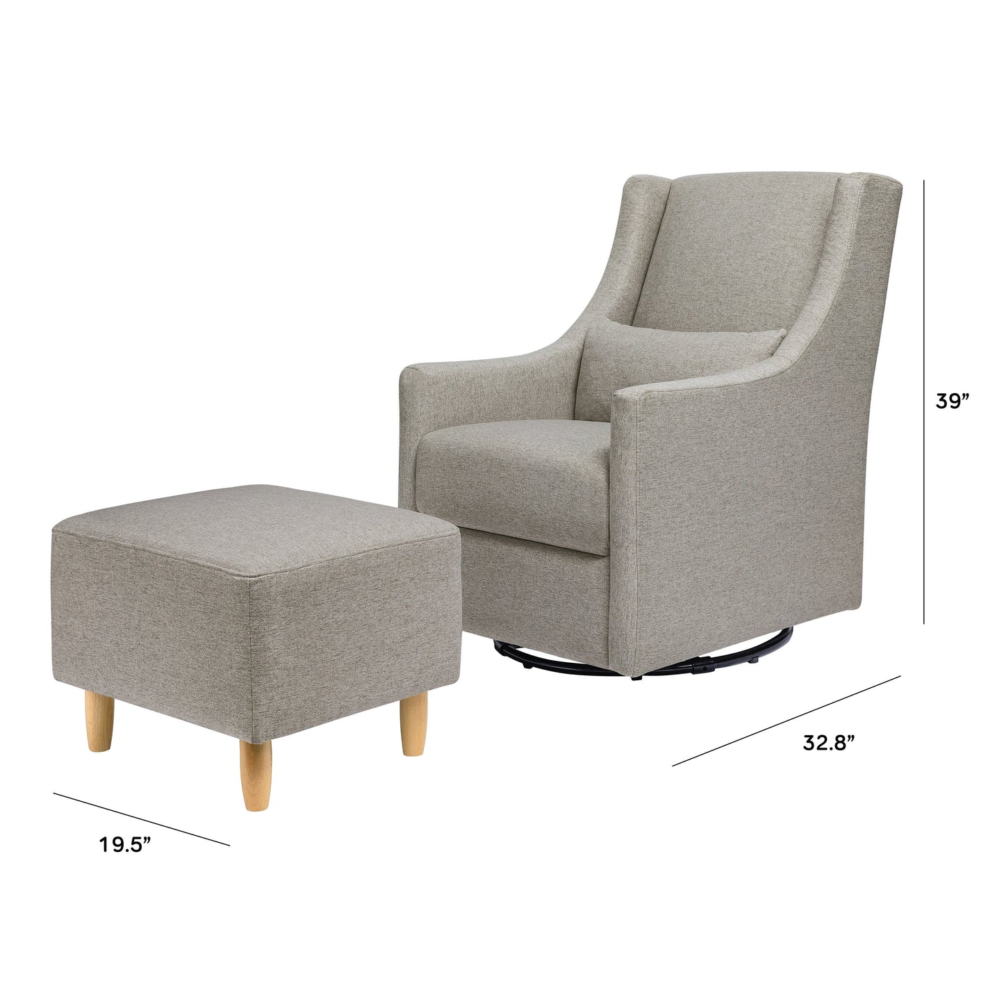 BABYLETTO TOCO SWIVEL GLIDER AND OTTOMAN IN ECO-PERFORMANCE FABRIC | WATER REPELLENT & STAIN RESISTANT
