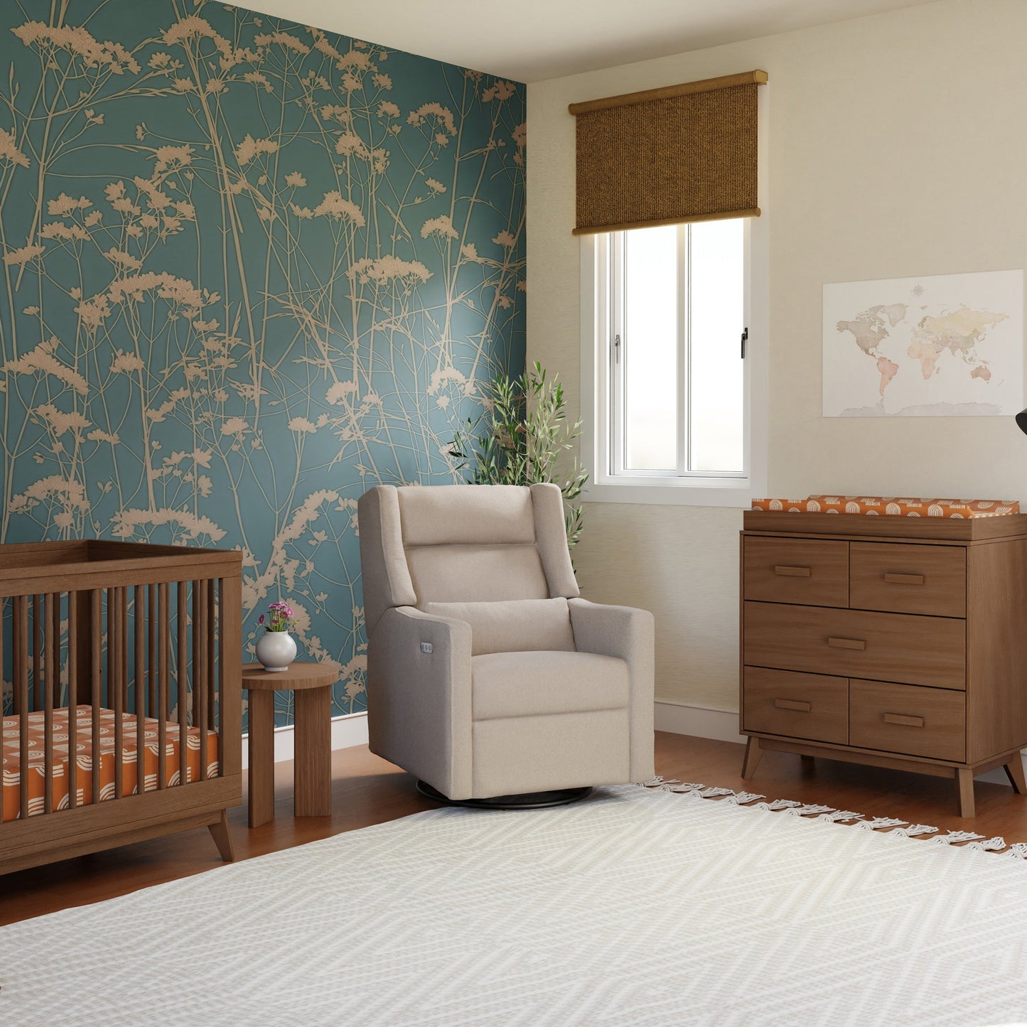 Kiwi Plus Power Glider Recliner w/ Power Headrest in Performance Beach Eco-Weave