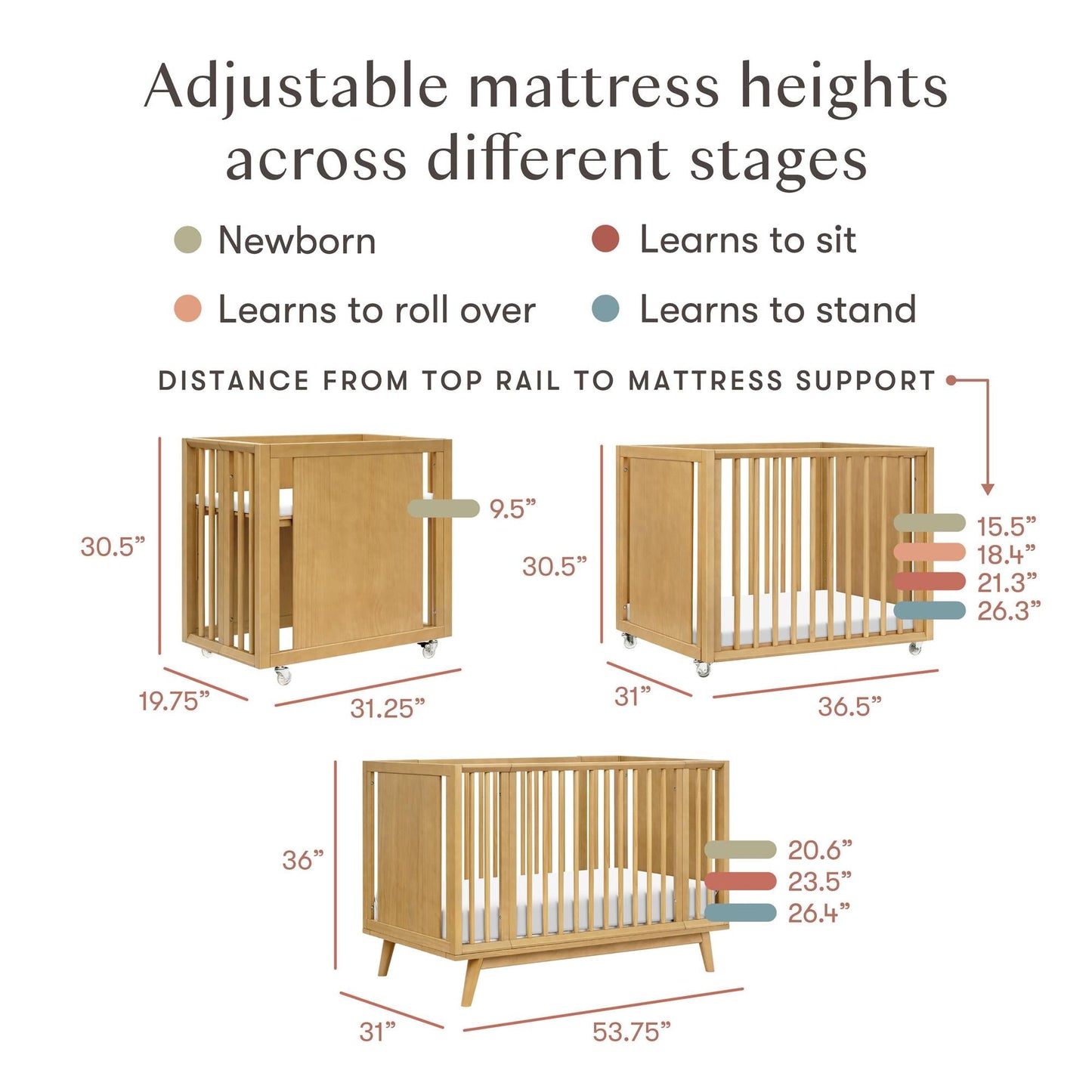 BABYLETTO PALMA 8-IN-1 CONVERTIBLE ALL-STAGES CRIB WITH BASSINET & TODDLER BED KIT
