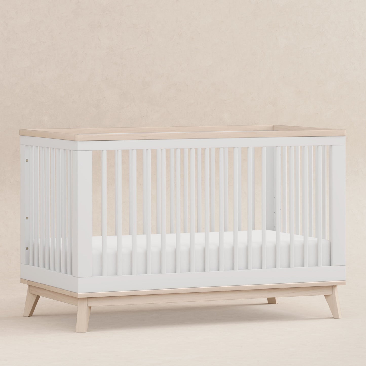 Scoot 3-in-1 Convertible Crib w/ToddlerBedConversion Kit in White/WashedNatural