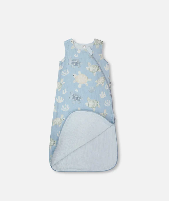 DEUX PAR DEUX MUSLIN SLEEP SACK - PRINTED TURTLES
