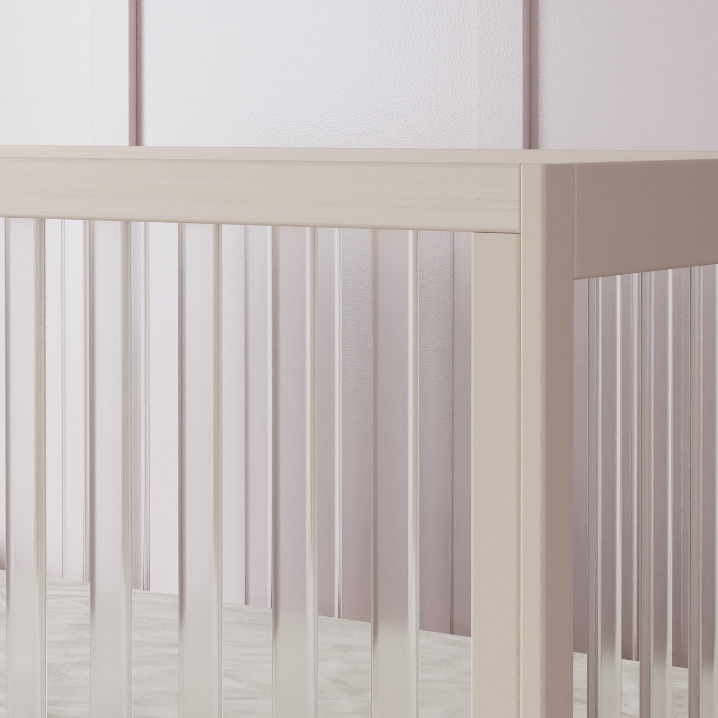 BABYLETTO HARLOW ACRYLIC 3-IN-1 CONVERTIBLE CRIB WITH TODDLER BED CONVERSION KIT
