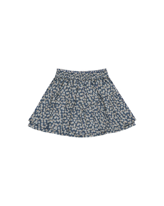 RYLEE AND CRU TIERED MINI SKIRT BLUE FLORAL