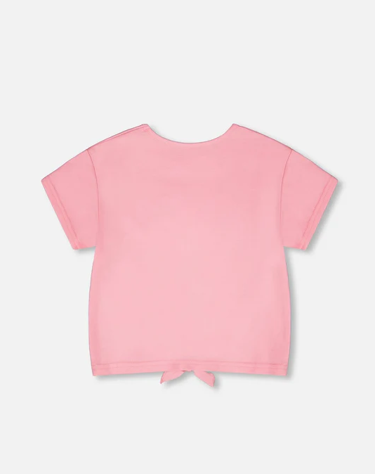 ORGANIC COTTON JERSEY T-SHIRT WITH TIE AT WAIST PINK