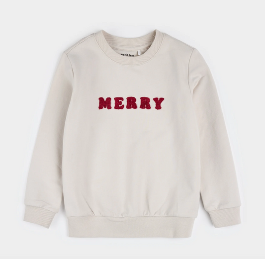 MERRY ON CREME FLEECE SWEATSHIRT