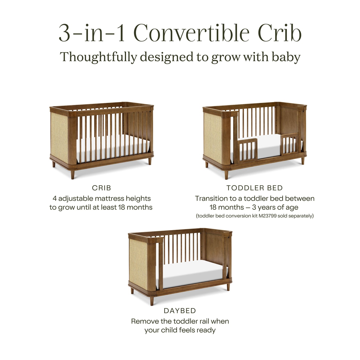 NAMESAKE MARIN WITH CANE 3-IN-1 CONVERTIBLE CRIB