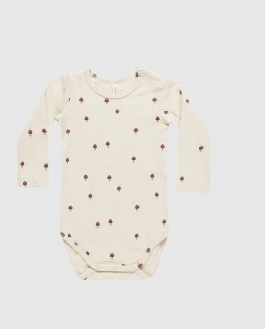QUINCY MAE RIBBED LONG SLEEVE BODYSUIT MUSHROOMS