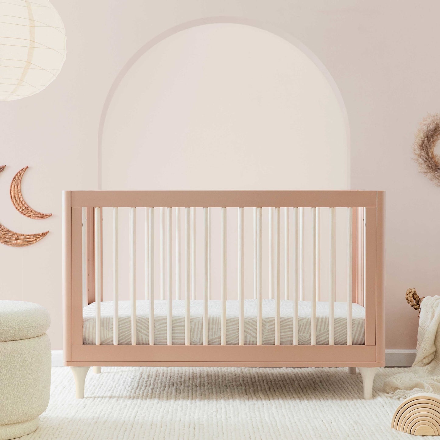 Lolly 3-in-1 Convertible Crib w/Toddler Bed Conversion in Crimson/Natural