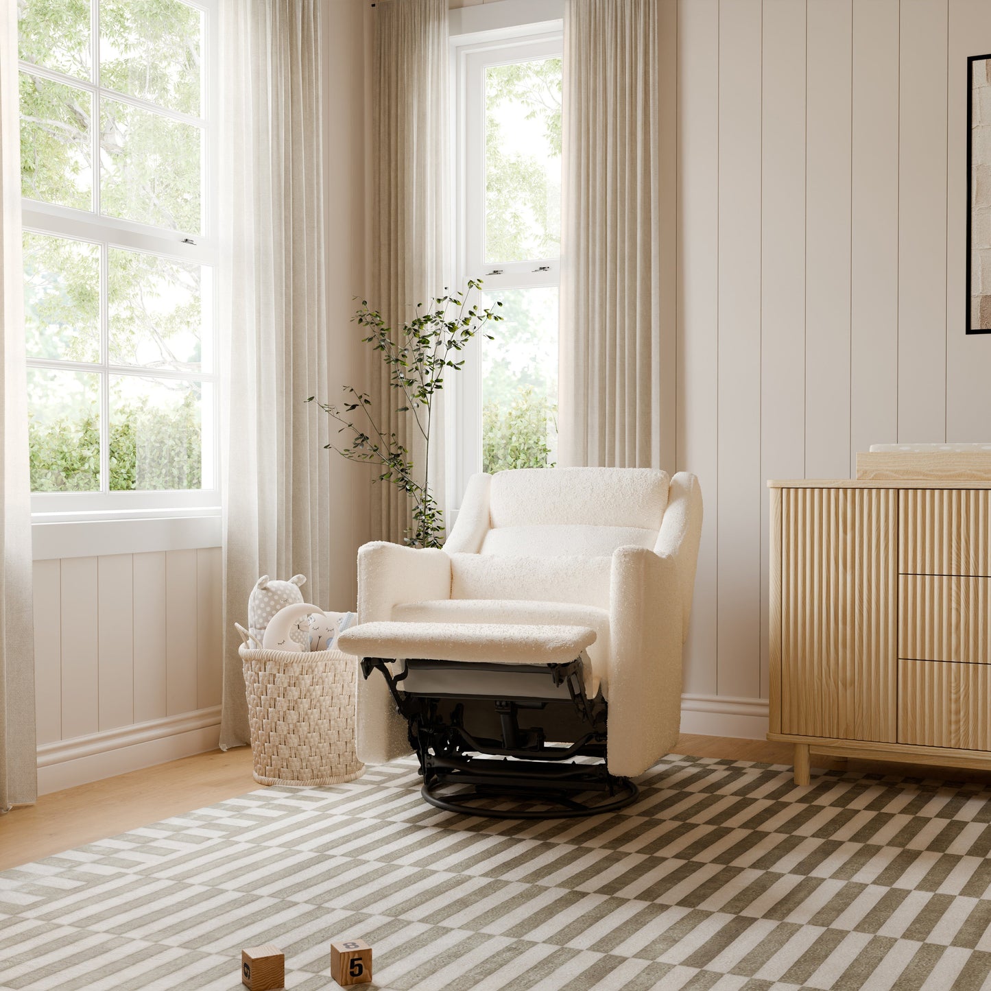 Kiwi Plus Power Glider Recliner w/ Power Headrest in Performance Beach Eco-Weave