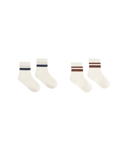 RYLEE + CRU STRIPE SOCKS, 2-PACK FOG, MULBERRY