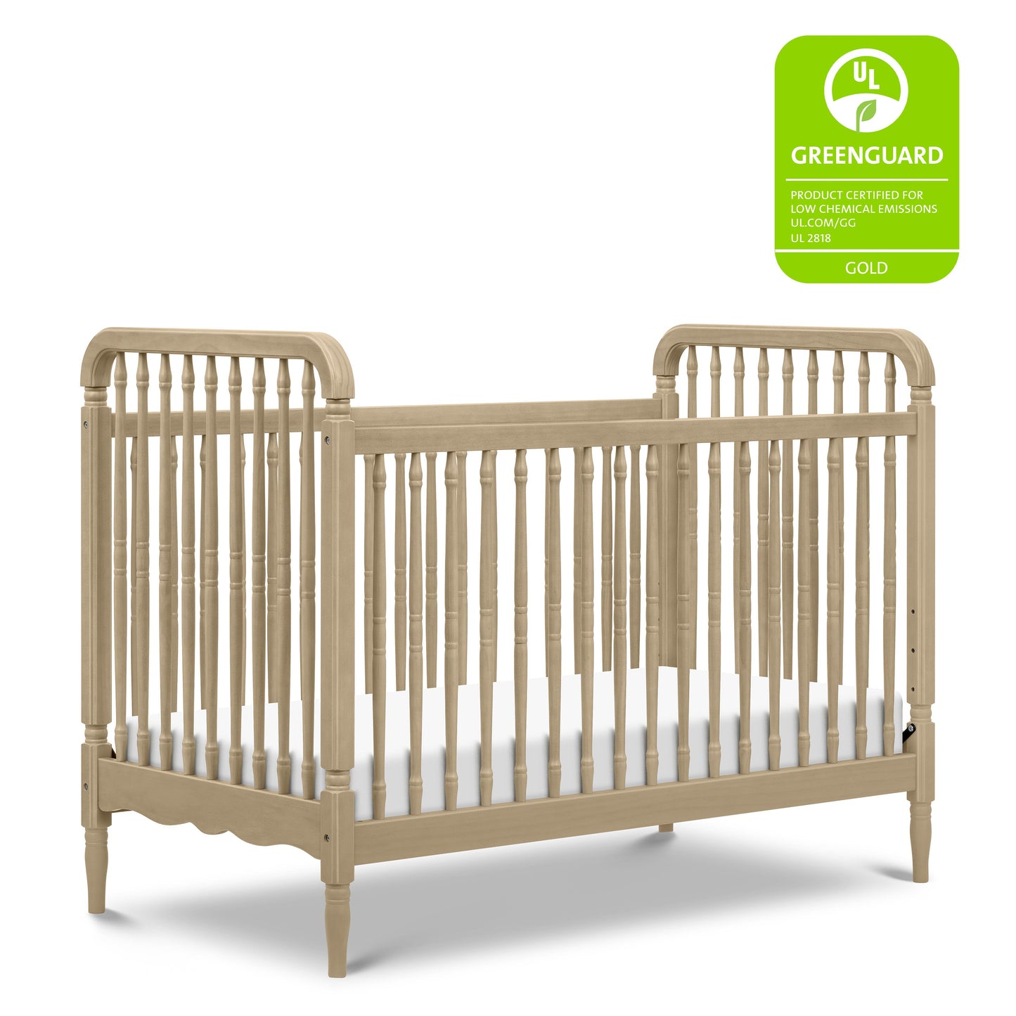 Liberty 3-in-1 Convertible Spindle Crib w/Toddler Bed Conversion Kit in Dusty Rose