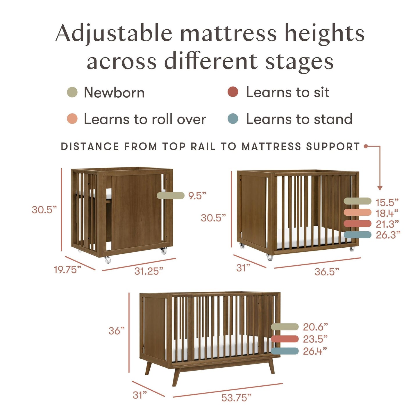 BABYLETTO PALMA 8-IN-1 CONVERTIBLE ALL-STAGES CRIB WITH BASSINET & TODDLER BED KIT
