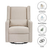 Kiwi Glider Recliner w/ Electronic Control and USB in Ivory Boucle w/Gold Base
