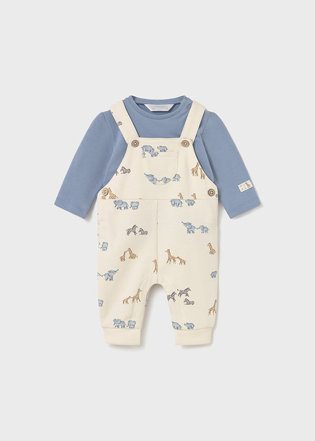 MAYORAL DUNGAREE AND SHIRT SET BLUE