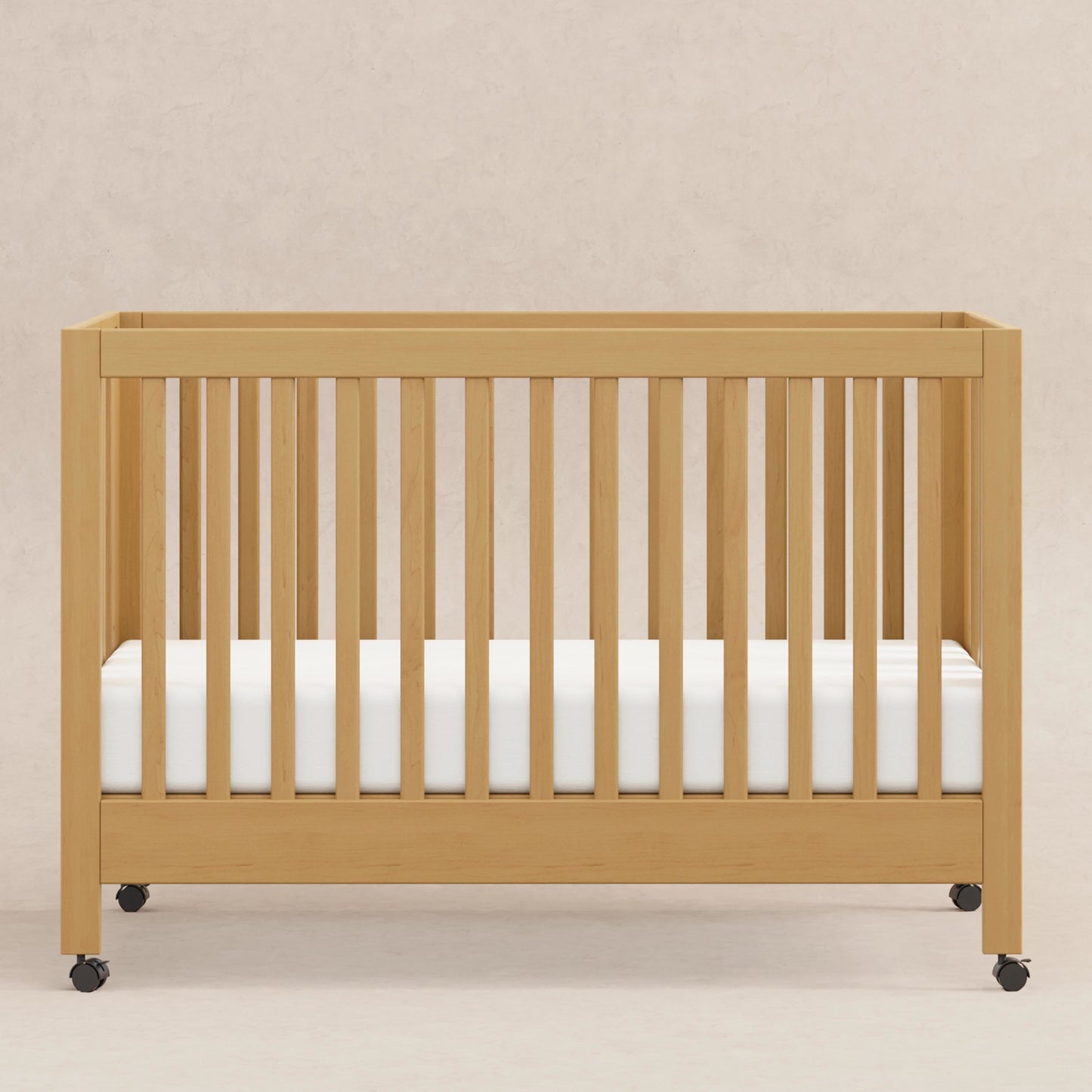 Maki Full-Size Folding Crib w/ Toddler Bed Conversion Kit in Honey