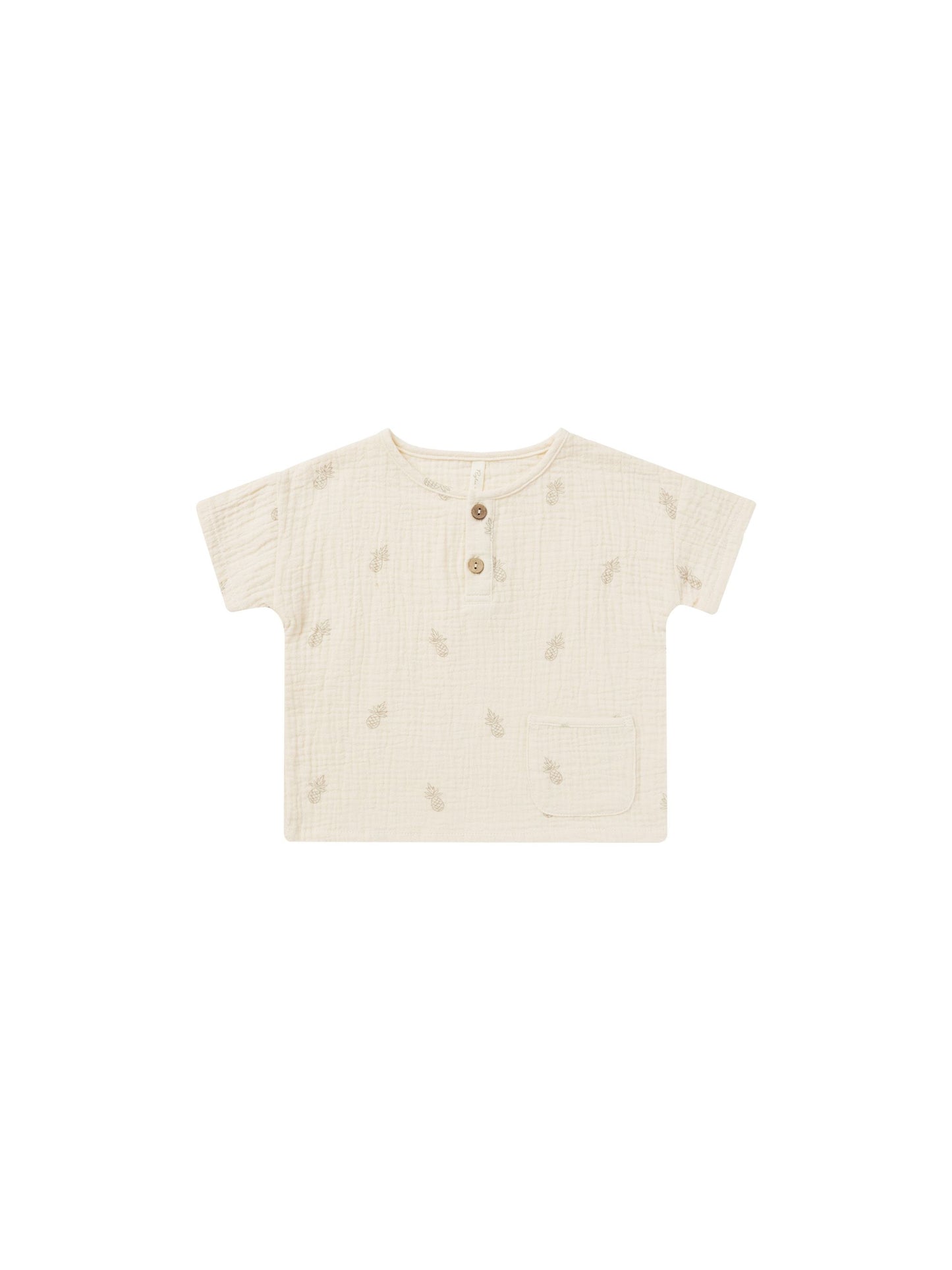 RYLEE + CRU WOVEN HENLEY TEE PINEAPPLE