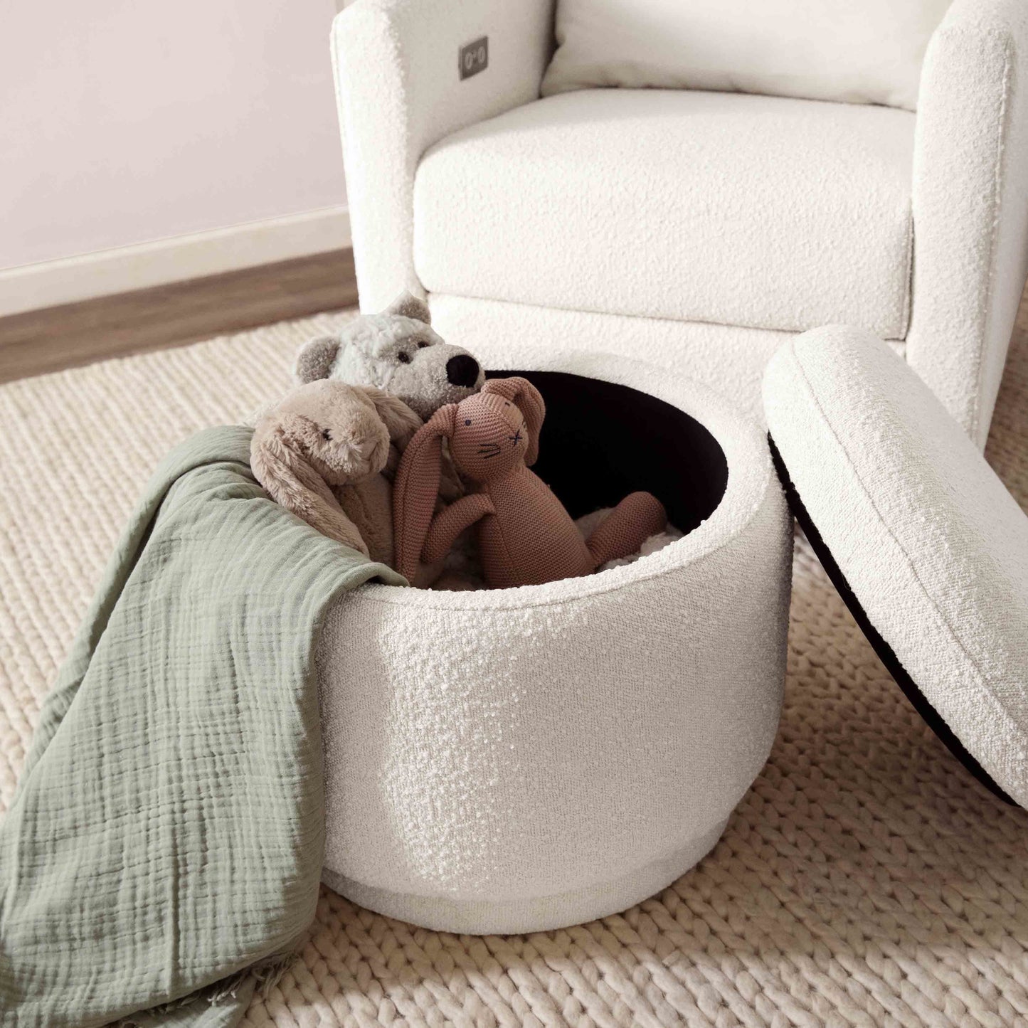 BABYLETTO ENOKI STORAGE OTTOMAN IN BOUCLE