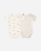 QUINCY MAE SHORT SLEEVE BODYSUIT PACK RACE CAR, OAT MICRO STRIPE