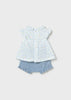 MAYORAL BLOOMERS AND RUFFLED BLOUSE SET LAGOON