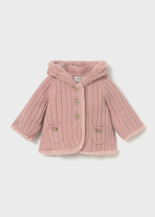MAYORAL GIRL KNIT JACKET WITH FAUX FUR MELLOW