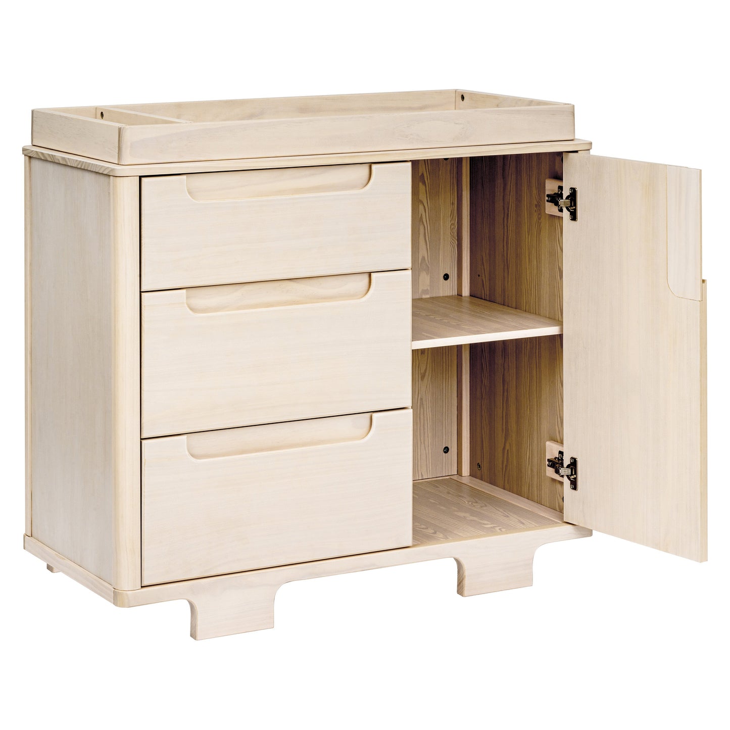 Yuzu 3-Drawer Changer Dresser in White/Natural