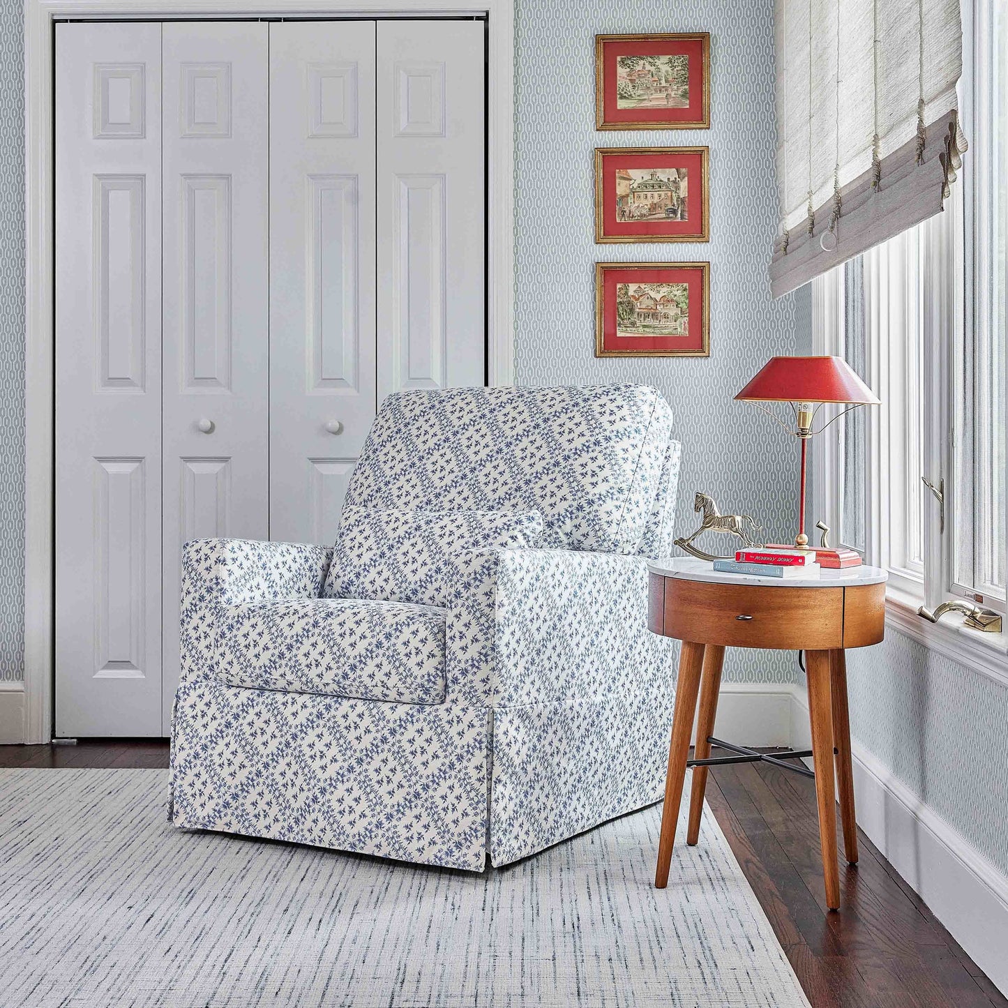 SARAH FLINT X NAMESAKE CRAWFORD SWIVEL GLIDER IN ECO-PERFORMANCE FABRIC | WATER REPELLENT & STAIN RESISTANT